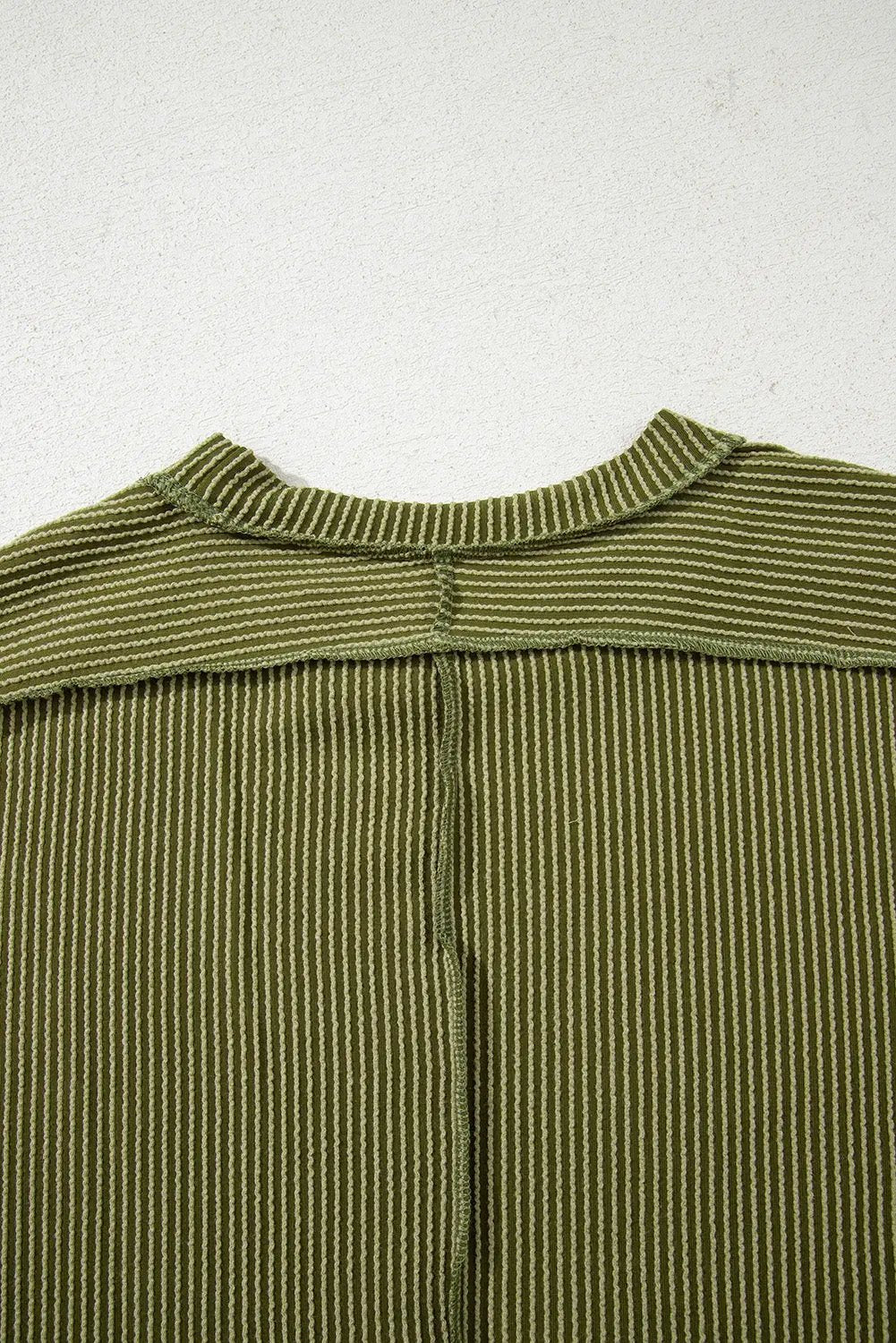 Jungle Green Textured Knit T Shirt with Exposed Stitching Love Salve